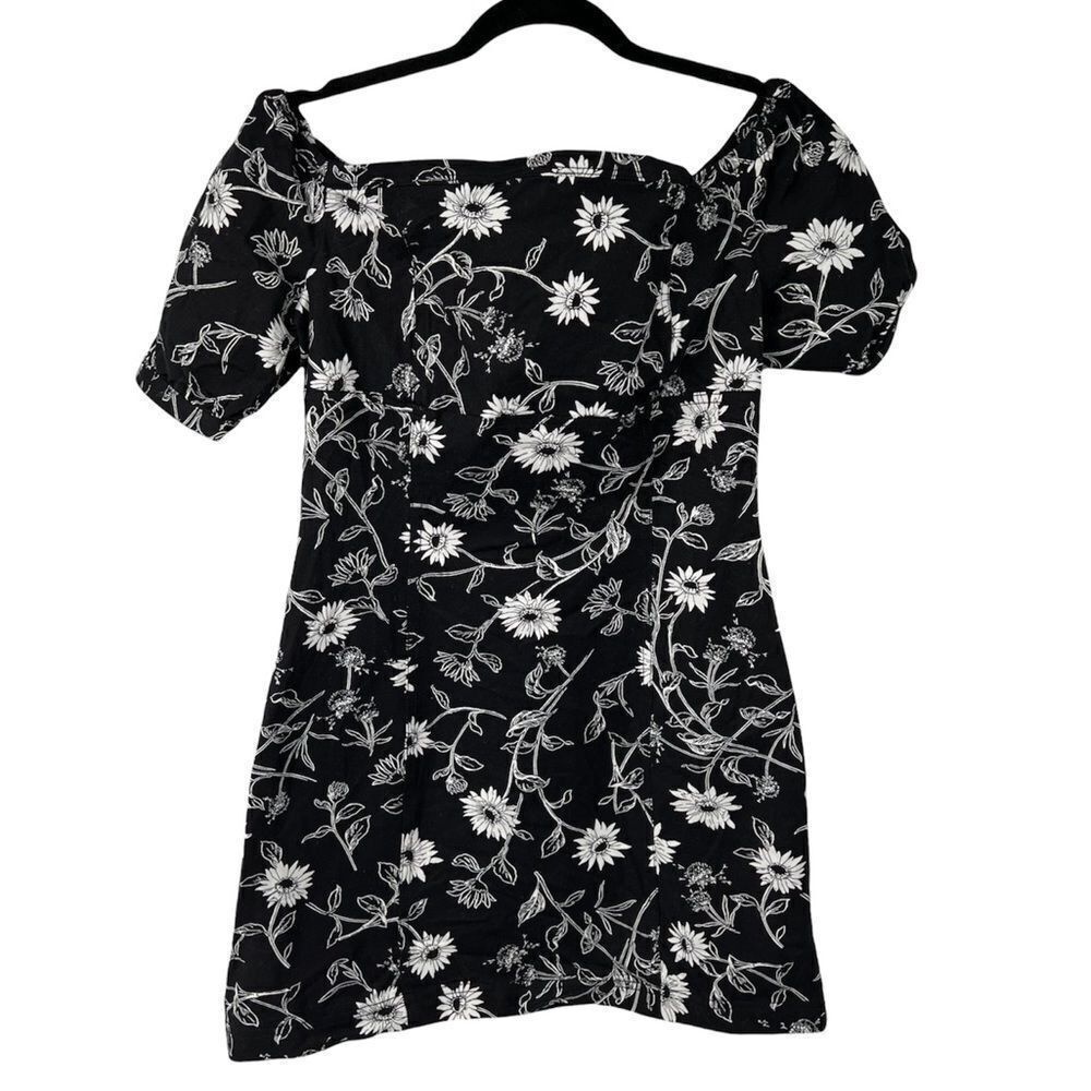 Leith‎ Black White Floral Short Sleeve Dress